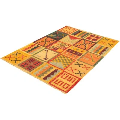 Ecarpetgallery One-of-a-kind Hand-knotted New Age Anatolian Dark Gold/red 6'3" X 9'3" Wool Area Rug In Dark Gold,red