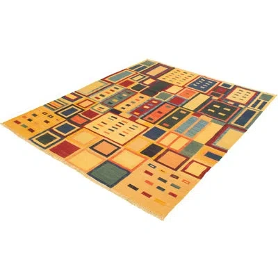 Ecarpetgallery One-of-a-kind Hand-knotted New Age Anatolian Orange/blue 8'3" X 10'2" Wool Area Rug In Orange,blue
