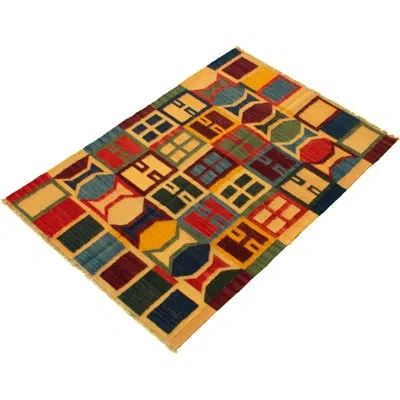 Ecarpetgallery One-of-a-kind Hand-knotted New Age Anatolian Orange/green/blue 4'3" X 6'2" Wool Area Rug In Blue;orange;green