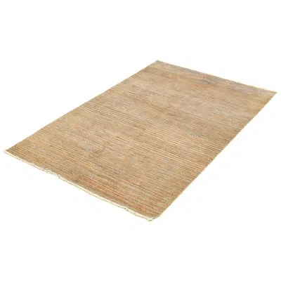 Ecarpetgallery One-of-a-kind Hand-knotted New Age Gabbeh Tan 4'11" X 7'11" Wool Area Rug In Gray,light Blue