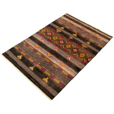 Ecarpetgallery One-of-a-kind Hand-knotted New Age Moroccan Tan 6'3" X 8'10" Wool Area Rug In Black,gold,gray