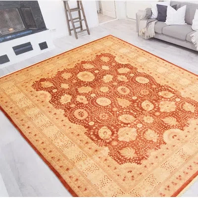 Ecarpetgallery One-of-a-kind Hand-knotted New Age Pako Dark Copper 10'6" X 14' Wool Area Rug In Dark Copper,light Khaki,tan