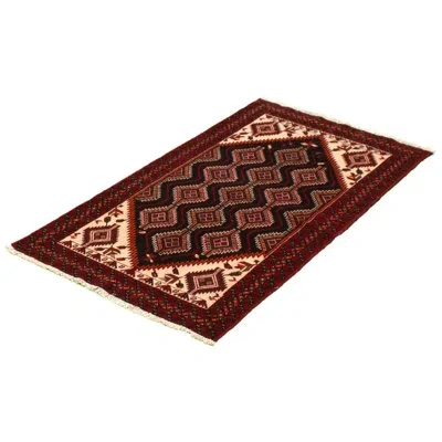 Ecarpetgallery One-of-a-kind Hand-knotted New Age Rizbaft Black/red/beige 3'5" X 6'6" Wool Area Rug In Black;red;beige