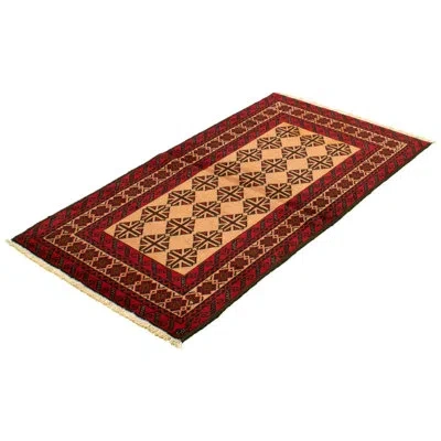 Ecarpetgallery One-of-a-kind Hand-knotted New Age Rizbaft Red/beige 3'5" X 6'4" Wool Area Rug In Red;beige