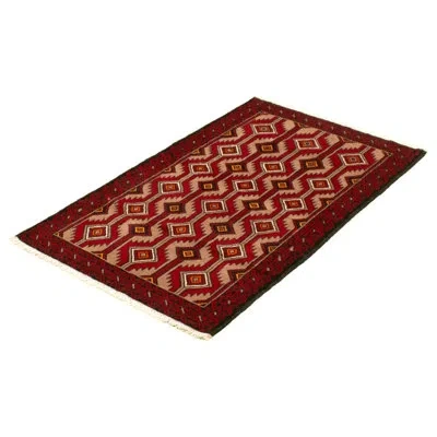 Ecarpetgallery One-of-a-kind Hand-knotted New Age Rizbaft Red/beige 3'9" X 6' Wool Area Rug In Red;beige