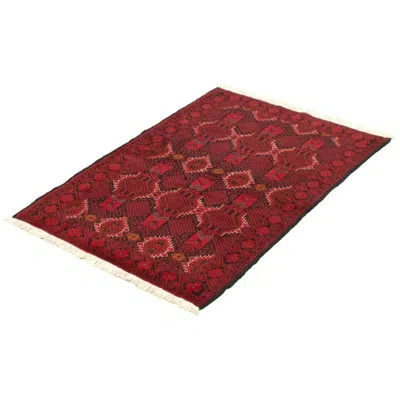 Ecarpetgallery One-of-a-kind Hand-knotted New Age Rizbaft Red/black 3'4" X 5'7" Wool Area Rug In Black;red