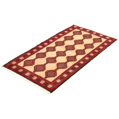 Ecarpetgallery One-of-a-kind Hand-knotted New Age Rizbaft Red/tan 3'3" X 5'11" Wool Area Rug In Red;tan