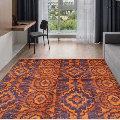 Ecarpetgallery One-of-a-kind Hand-knotted New Age Shalimar Orange 6'1" X 9'1" Wool Area Rug In Purple,orange