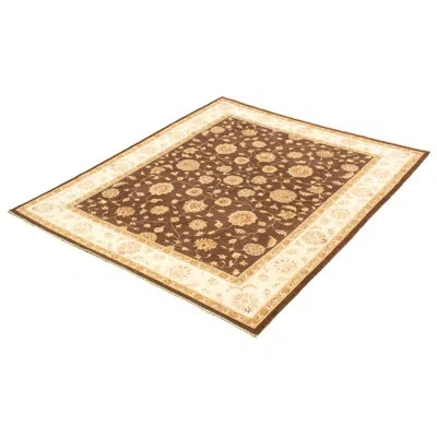 Ecarpetgallery One-of-a-kind Hand-knotted New Age Ushak Dark Brown 8'2" X 9'8" Wool Area Rug In Brown,cream,dark Brown