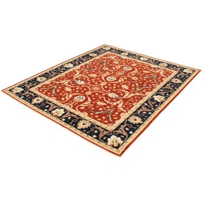 Ecarpetgallery One-of-a-kind Hand-knotted New Age Ushak Dark Copper 8' X 9'10" Wool Area Rug In Cream,navy Blue,dark Copper