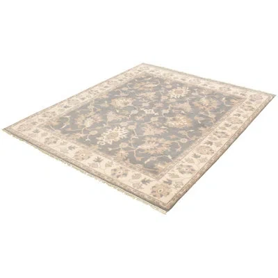 Ecarpetgallery One-of-a-kind Hand-knotted New Age Ushak Gray/beige 8'1" X 9'9" Wool Area Rug In Tan,cream