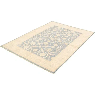 Ecarpetgallery One-of-a-kind Hand-knotted New Age Ushak Light Denim/beige 6'3" X 9' Wool Area Rug In Light Blue,khaki,cream