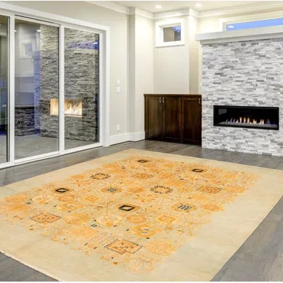 Ecarpetgallery One-of-a-kind Hand-knotted New Age Ushak Tan 9'10" X 14'1" Wool Area Rug