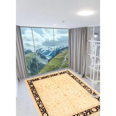 Ecarpetgallery Peshawar Oushak Black/ivory/khaki/light Green Rug 9'4" X 12'1" In Black,ivory,khaki,light Green