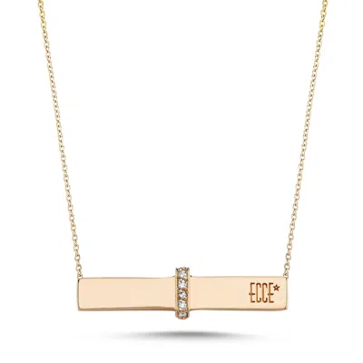 Ecce | Artisan Diamonds Women's 14ct Solid Rose Gold Ecce Brand Bar Diamond Necklace
