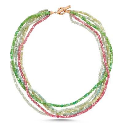 Ecce | Artisan Diamonds Women's 14k Solid Gold 5 Colorful Pearl Bead Ecce Brand Bar Diamond Necklace In Yellow