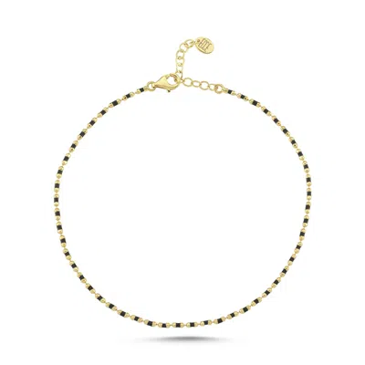 Ecce | Artisan Diamonds Women's 14k Solid Gold Enamelled Anklet - Black