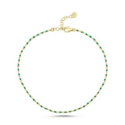 Ecce | Artisan Diamonds Women's 14k Solid Gold Enamelled Candy Crush Anklet - Green