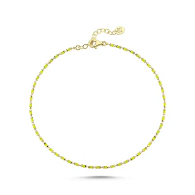 Ecce | Artisan Diamonds Women's 14k Solid Gold Enamelled Candy Crush Anklet - Neon Yellow