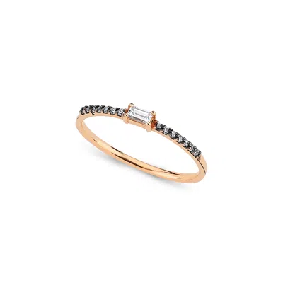 Ecce | Artisan Diamonds Women's 14k Solid Rose Gold Baguette Diamond Wedding Ring