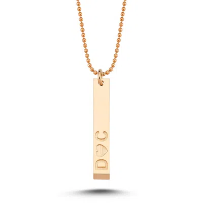 Ecce | Artisan Diamonds Women's 14k Solid Rose Gold D Heart C Written Name Tag Ball Chain Necklace