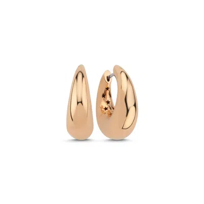 Ecce | Artisan Diamonds Women's 14k Solid Rose Gold Handmade Signature Bomb Hoop Earring In White