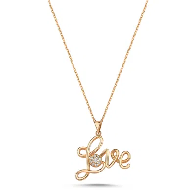 Ecce | Artisan Diamonds Women's 14k Solid Rose Gold Love Handwritten Diamond Necklace