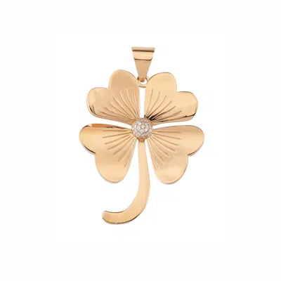 Ecce | Artisan Diamonds Women's 14k Solid Rose Gold Lucky You 4 Leaf Clover Lucky Pendant