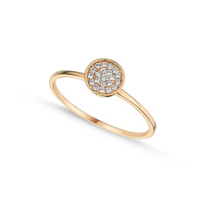 Ecce | Artisan Diamonds Women's 14k Solid Rose Gold Single Pave Diamond Round Ring