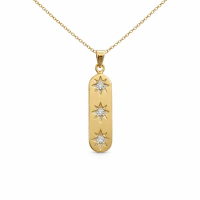 Ecce | Artisan Diamonds Women's 14k Solid Rose Gold Triple Star Diamond Tag Necklace