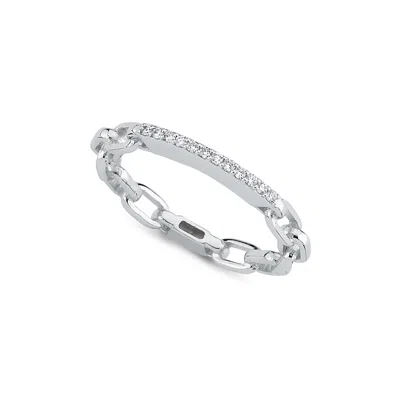 Ecce | Artisan Diamonds Women's 14k Solid White Gold Diamond Chain Ring In Metallic