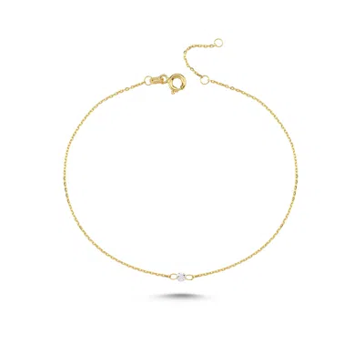 Ecce | Artisan Diamonds Women's 18k Solid Yellow Gold Dancing Tiny Single Diamond Bracelet
