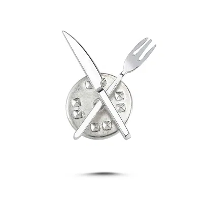 Ecce | Artisan Diamonds Women's 925k Sterling Silver Cutlery Mini Pin In Metallic