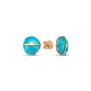 Ecce | Artisan Diamonds Women's Blue Enamelled Mini Multi Diamond Buttons 14k Yellow Gold Earring - Turquoise In Blue