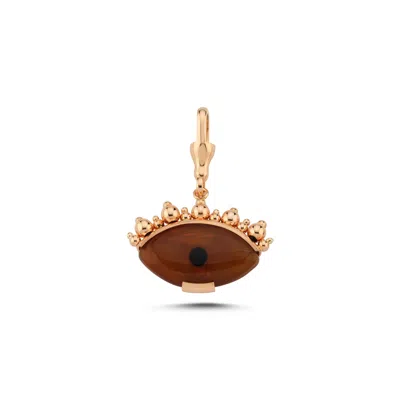 Ecce | Artisan Diamonds Women's Brown 14k Solid Gold Eye See You With Ball Eyelash Charm - Champagne Foam