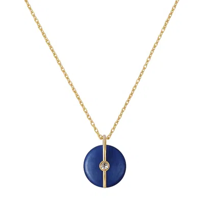 Ecce | Artisan Diamonds Women's Enamelled Mini Diamond Buttons 14k Yellow Solid Gold Necklace - Purple