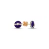 Ecce | Artisan Diamonds Women's Enamelled Mini Multi Diamond Buttons 14k Yellow Gold Earring - Navy In Blue