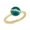 Ecce | Artisan Diamonds Women's Enamelled Vey Mini Multi Diamond Buttons 14k Yellow Gold Ring - Teal In Gold