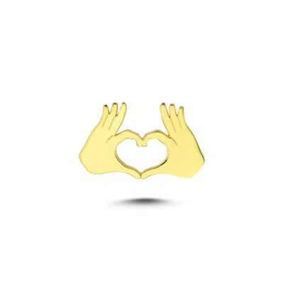 Ecce | Artisan Diamonds Women's Gold 925k Sterling Silver Heart In My Finger Mini Pin