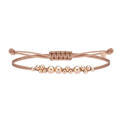 Ecce | Artisan Diamonds Women's Red / Pink 14k Rose Gold Dancing Bubble Ball Bracelet W/ Red Rope In Brown