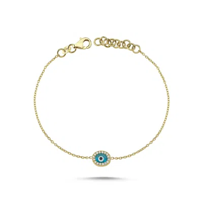 Ecce | Artisan Diamonds Women's Rose Gold 14k Solid Gold Mini Evil Eye Double Sided Diamond Bracelet
