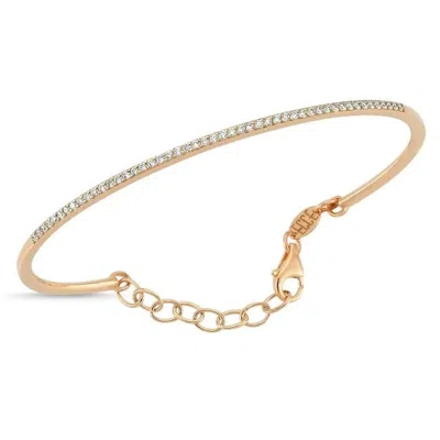Ecce | Artisan Diamonds Women's Rose Gold 14k Solid Gold Thin Diamond Tennis Bangle Bracelet