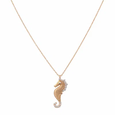 Ecce | Artisan Diamonds Women's Rose Gold Solid 14ct Gold Seahorse Diamond Necklace