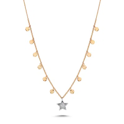 Ecce | Artisan Diamonds Women's Single 14ct Rose Gold Star Diamond Sequin Necklace