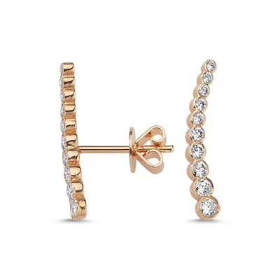 Ecce | Artisan Diamonds Women's Single 14k Rose Gold 10 Diamonds Earring - Left