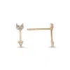 Ecce | Artisan Diamonds Women's Single 14k Rose Gold Diamond Arrow Earring In Gold