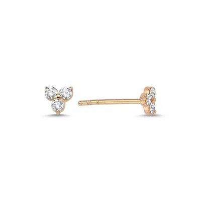 Ecce | Artisan Diamonds Women's Single 14k Rose Gold Tiny 3 Diamond Grape Earring