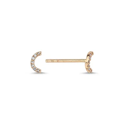 Ecce | Artisan Diamonds Women's Single 14k Rose Gold Tiny Diamond Crescent Star Earring