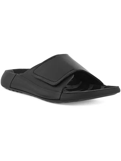 Ecco 2nd Cozmo Womens Leather Slip On Slide Sandals In Black