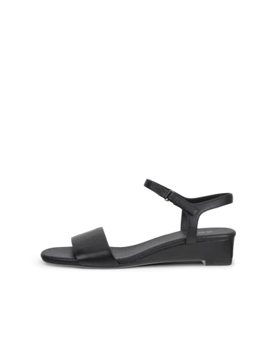Ecco Astrid - Women's Leather Wedge Sandal In Black